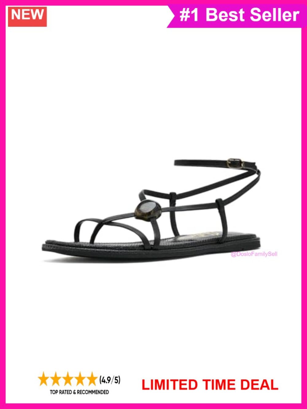 Sam Edelman Rillie Gladiator Sandal Leather Flat Buckle Ankle Strap Casual